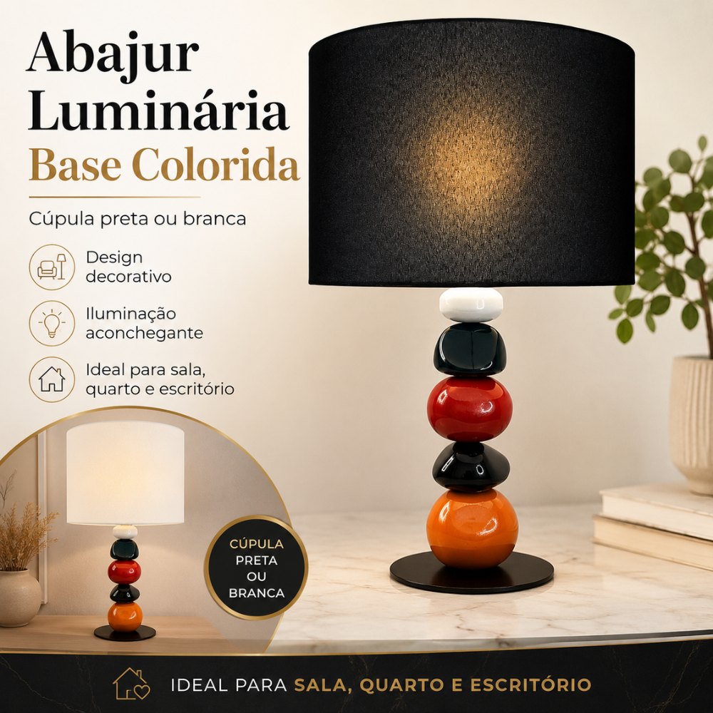 Abajur com Base Colorida
