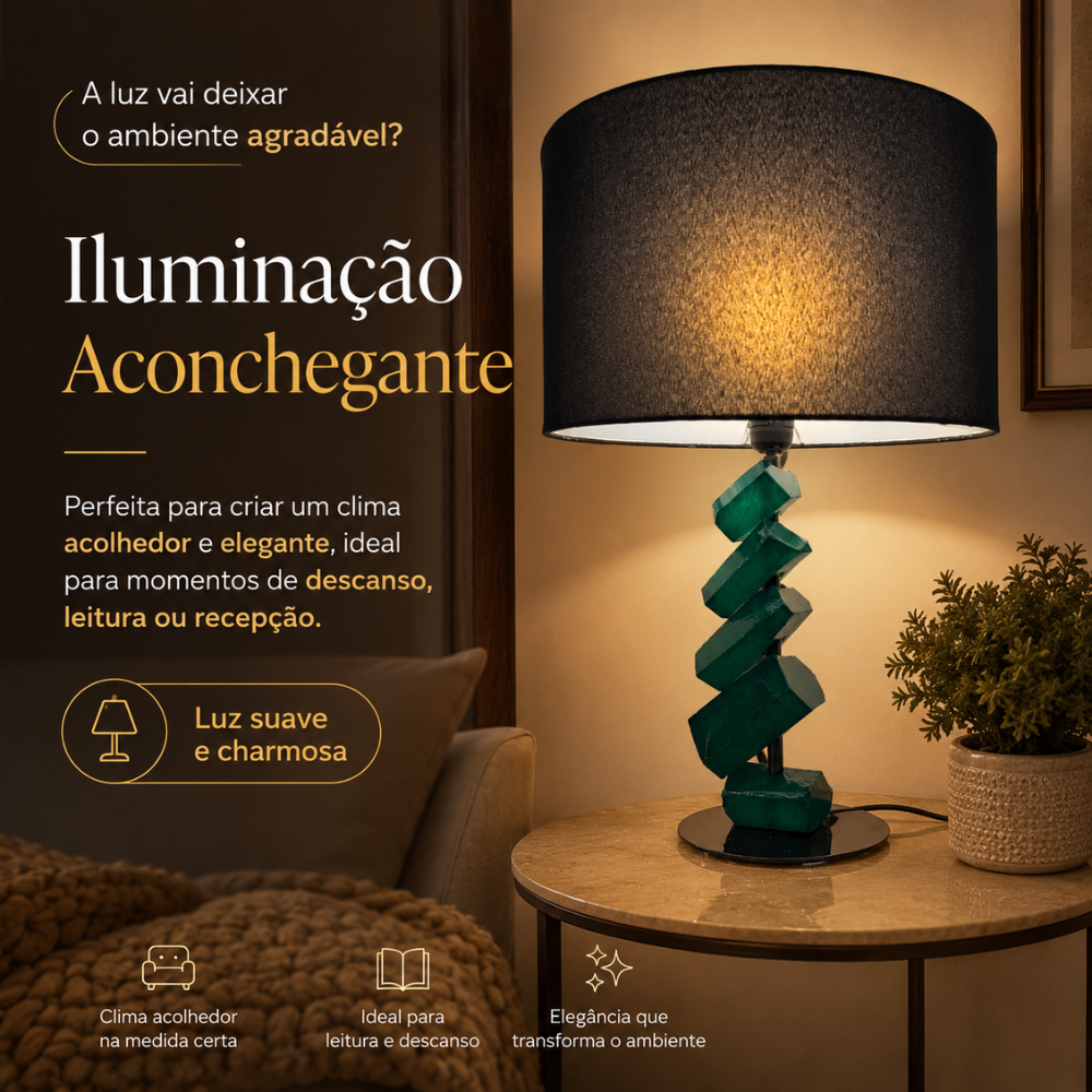 Abajur com Base Esmeralda