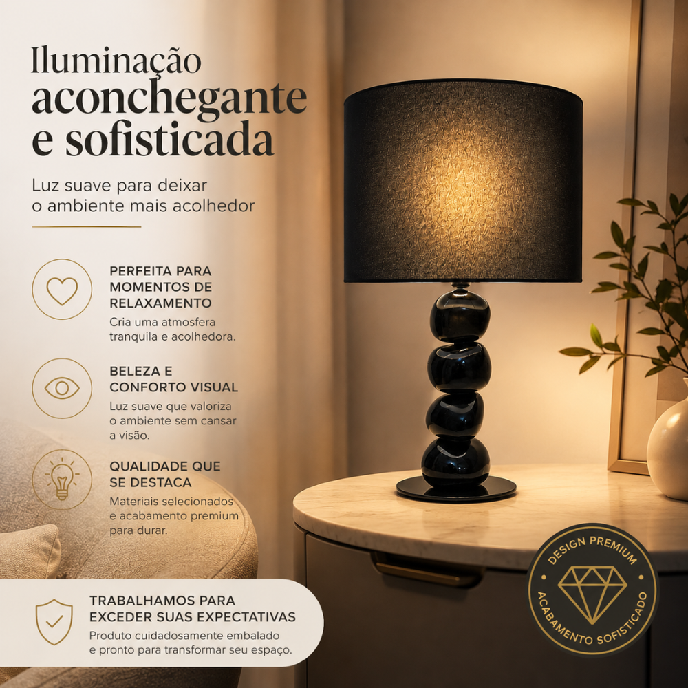 Abajur com Base Preta — foto 3
