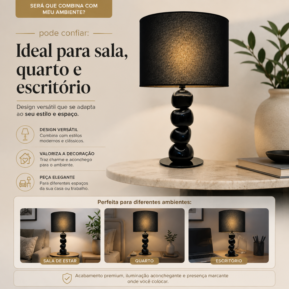 Abajur com Base Preta — foto 4