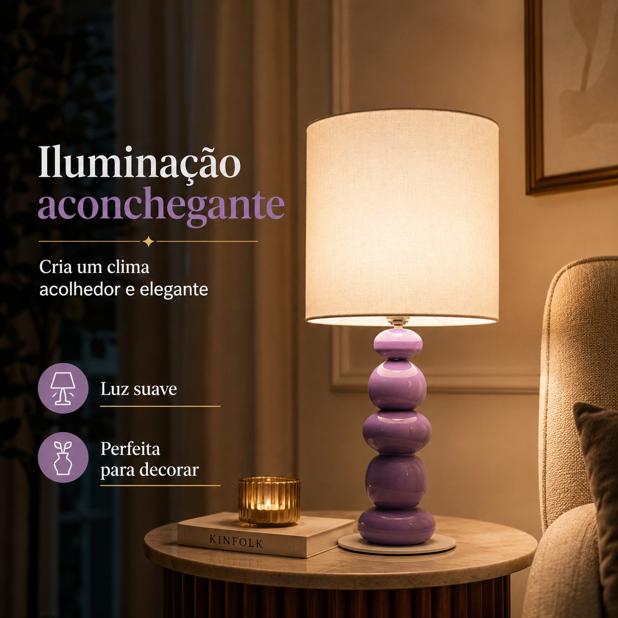 Abajur com Base Roxa — foto 4