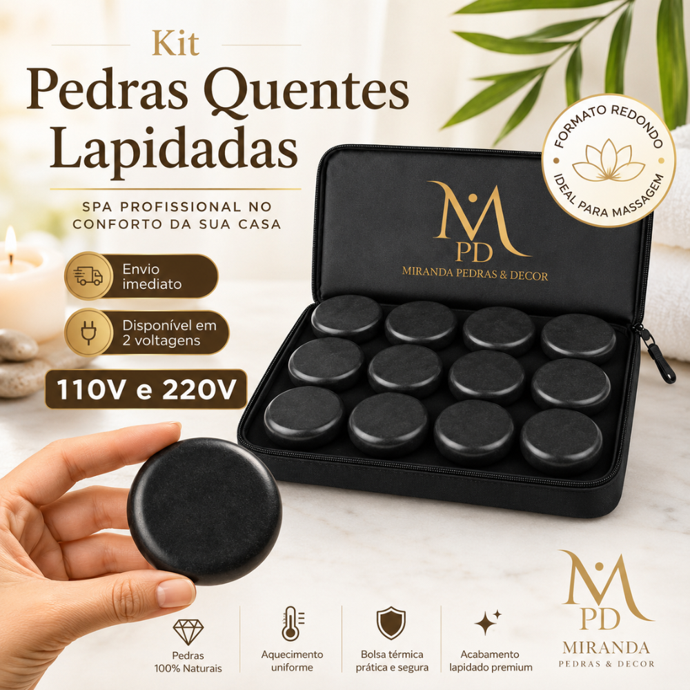 Kit 12 Pedras Quentes Lapidadas
