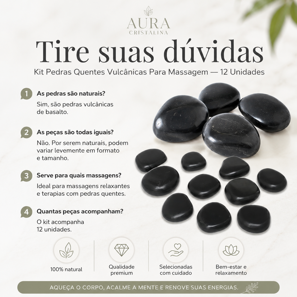 Kit 12 Pedras Quentes Vulcânicas