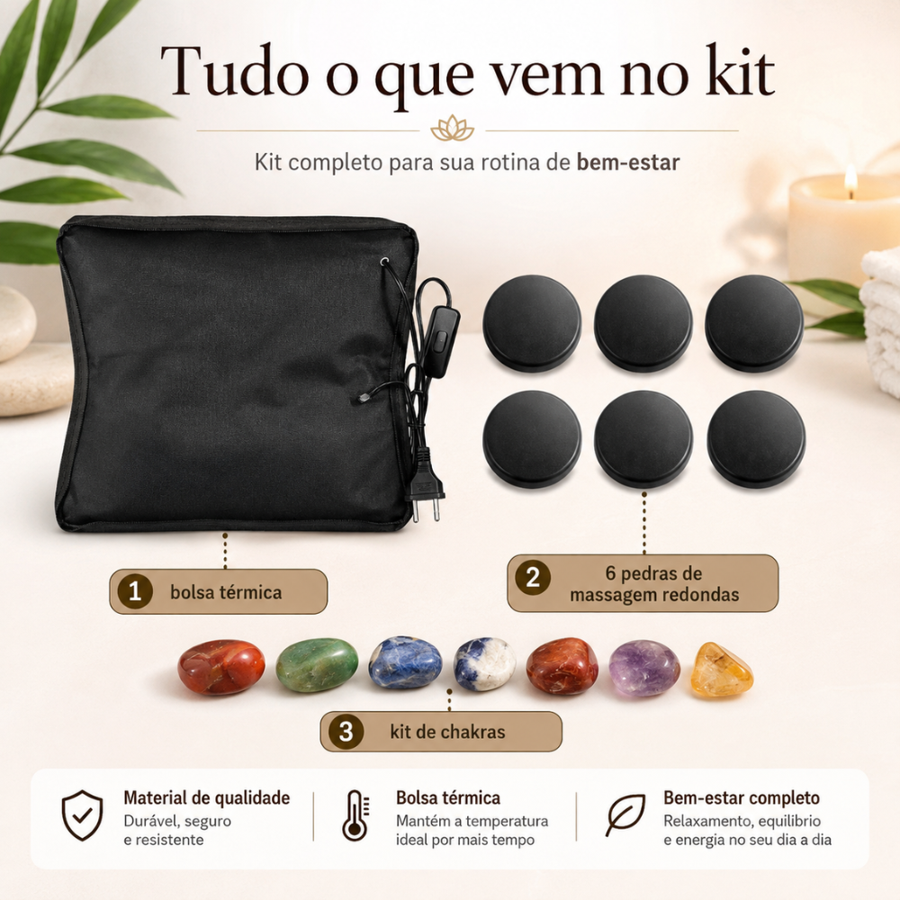 Kit 6 Pedras com Bolsa Térmica e Chakras — foto 3