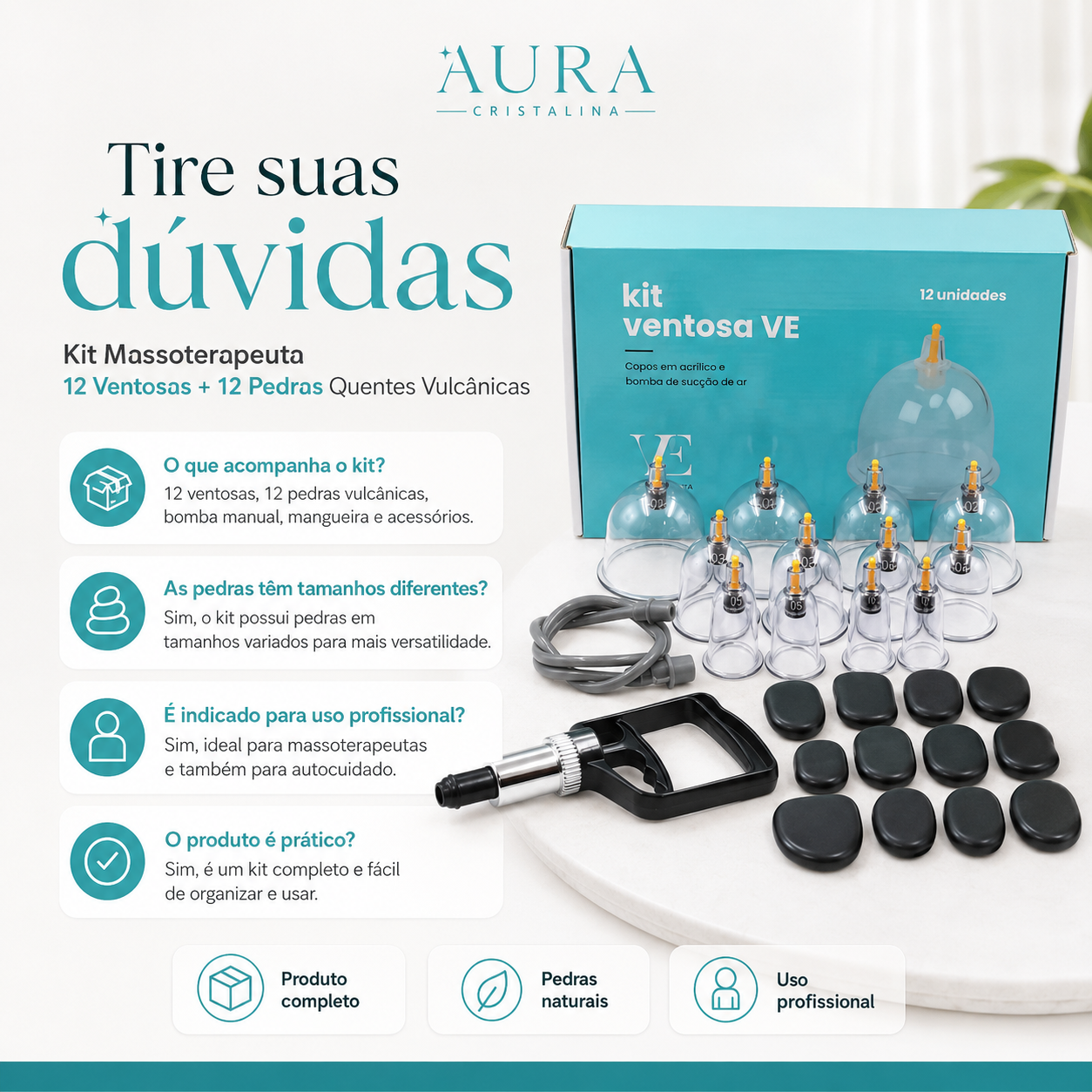 Kit Massoterapeuta com Ventosas e Pedras — foto 4